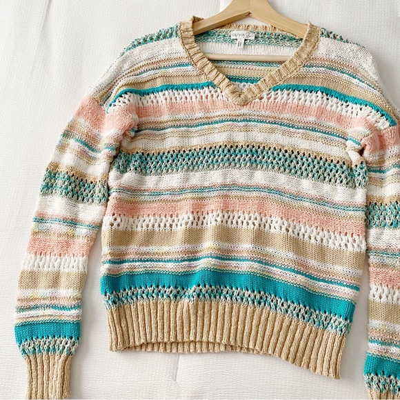 Olivia Sky Colorful Crochet Sweater - Picture 2 of 9